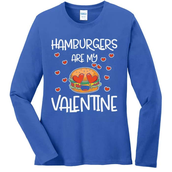 Hamburgers Are My Valentine Red Heart Valentines Day Pizza Gift Ladies Long Sleeve Shirt