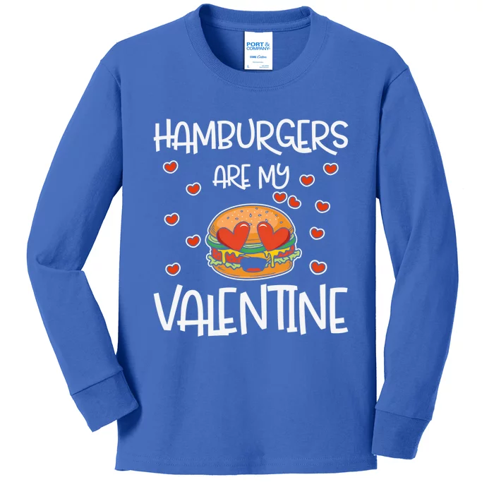 Hamburgers Are My Valentine Red Heart Valentines Day Pizza Gift Kids Long Sleeve Shirt