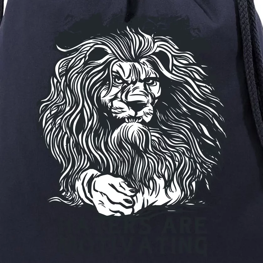 Haters Are Motivating Lion Quote Drawstring Bag