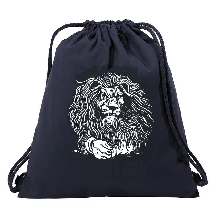 Haters Are Motivating Lion Quote Drawstring Bag