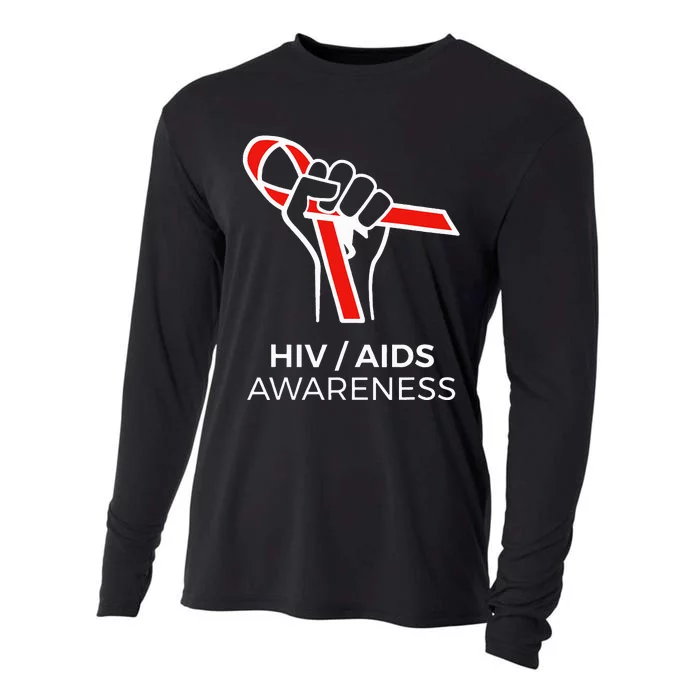 HIV Awareness Month Red Ribbon National AIDS Awareness Cooling Performance Long Sleeve Crew