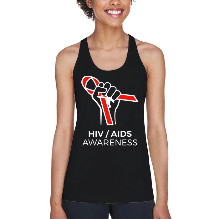 HIV Awareness Month Red Ribbon National AIDS Awareness Women's Racerback Tank