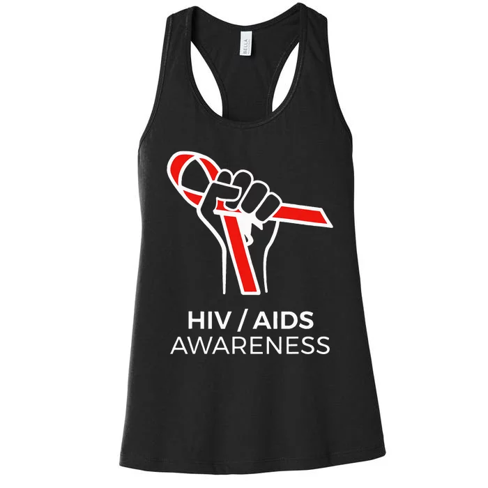 HIV Awareness Month Red Ribbon National AIDS Awareness Women's Racerback Tank