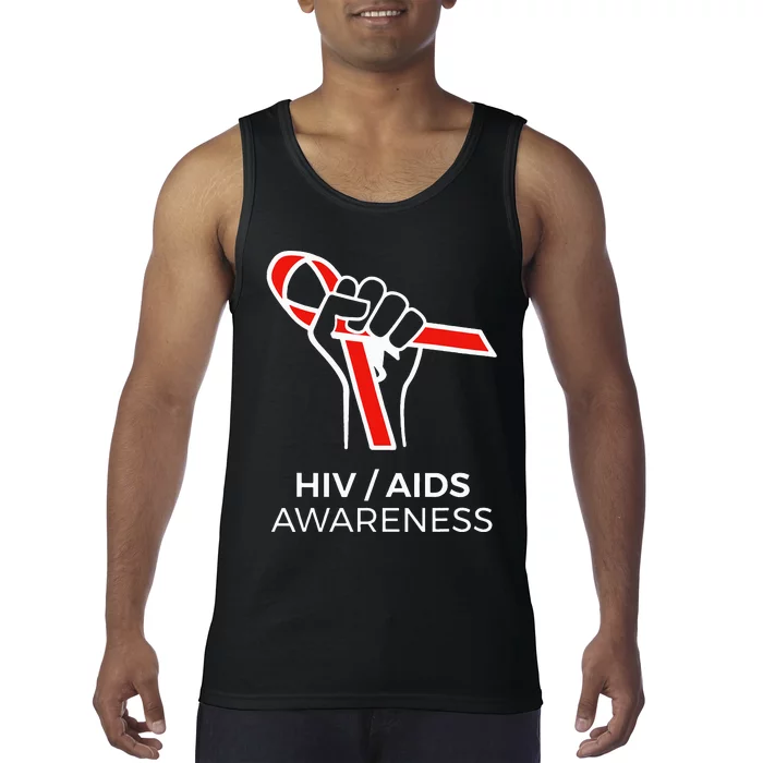 HIV Awareness Month Red Ribbon National AIDS Awareness Tank Top