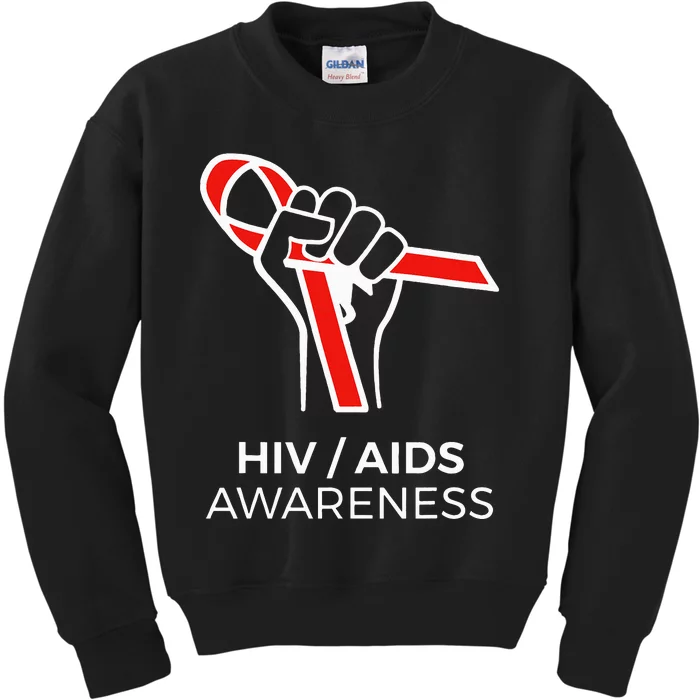 HIV Awareness Month Red Ribbon National AIDS Awareness Kids Sweatshirt