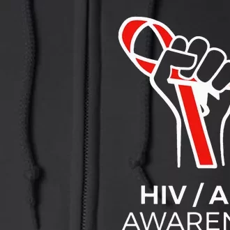 HIV Awareness Month Red Ribbon National AIDS Awareness Full Zip Hoodie