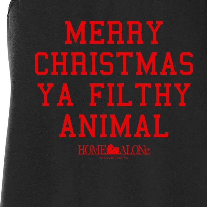 Home Alone Merry Christmas Ya Filthy Animal Text Stack Women's Racerback Tank