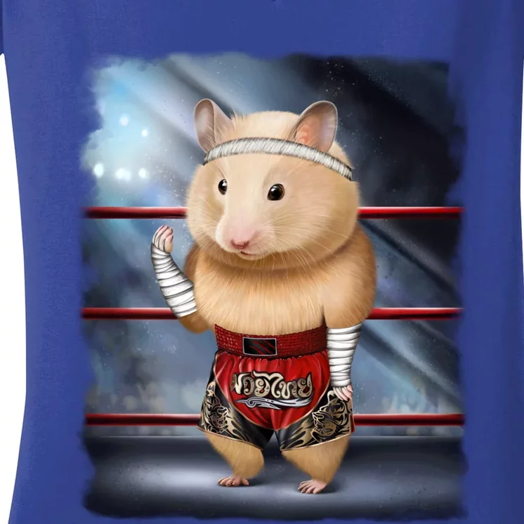 Hamster As Muay Thai Kick Boxing Champion Gift Women's V-Neck T-Shirt