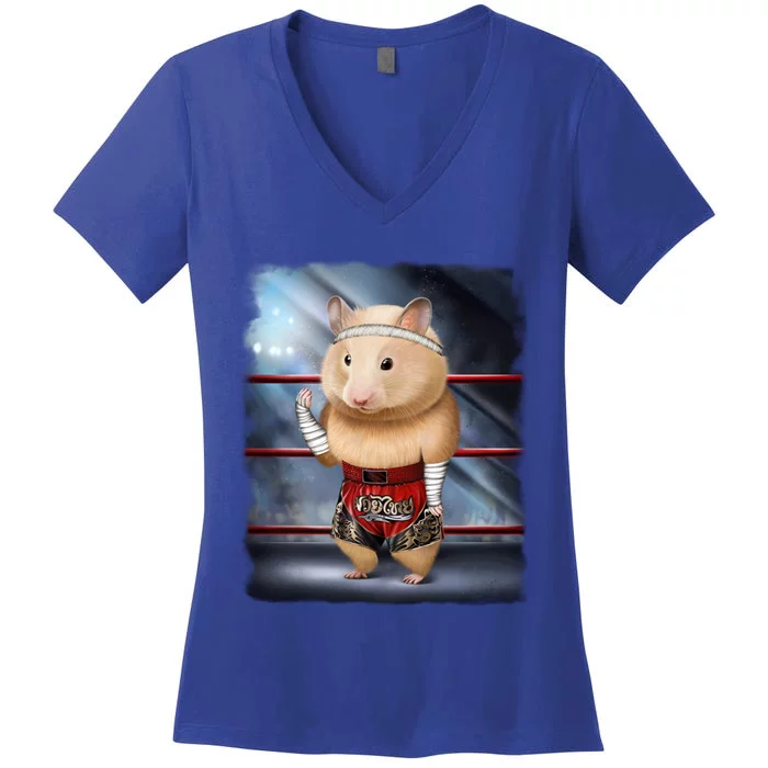 Hamster As Muay Thai Kick Boxing Champion Gift Women's V-Neck T-Shirt