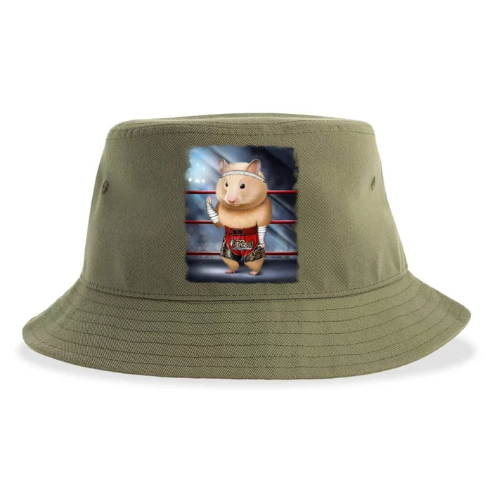 Hamster As Muay Thai Kick Boxing Champion Gift Sustainable Bucket Hat