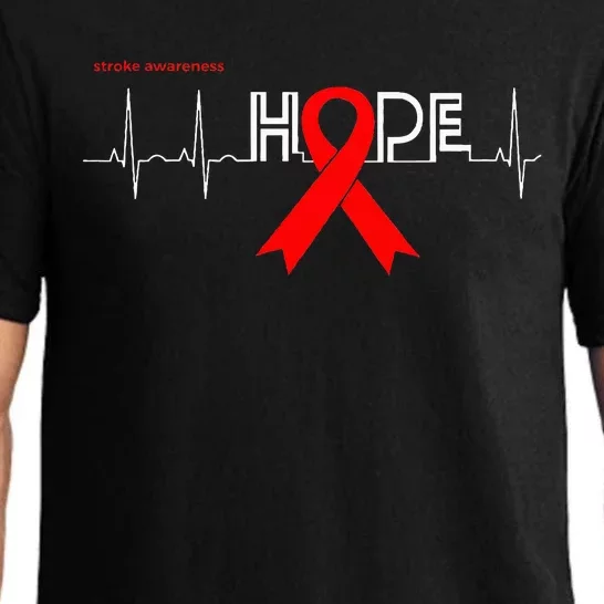 HOPE  Awareness Month Products Red Ribbon Stroke Awareness Pajama Set