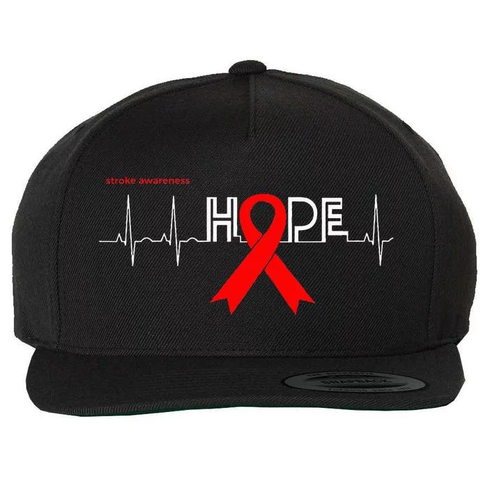 HOPE  Awareness Month Products Red Ribbon Stroke Awareness Wool Snapback Cap