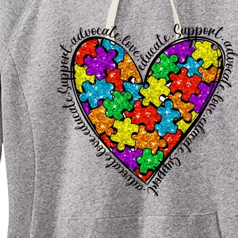 Heart Autism Mom Special Education Autism Awareness Women's Fleece Hoodie