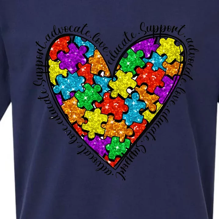 Heart Autism Mom Special Education Autism Awareness Sueded Cloud Jersey T-Shirt