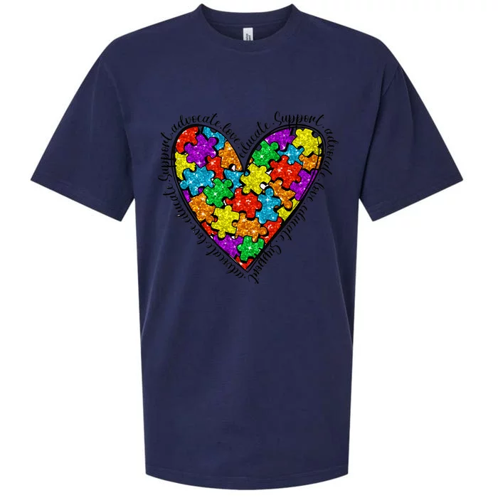 Heart Autism Mom Special Education Autism Awareness Sueded Cloud Jersey T-Shirt