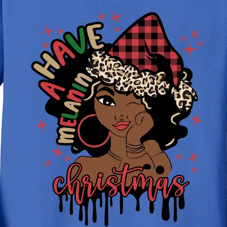 Have A Melanin Christmas African American Black Xmas Gift Kids Long Sleeve Shirt