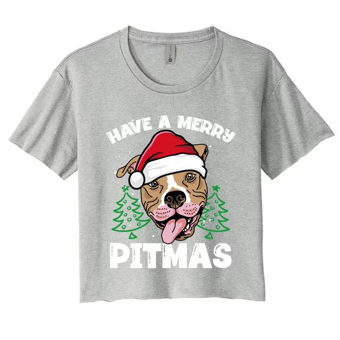 Have A Merry Pitmas Dog Owner Pitbull Dog Christmas Day Meaningful Gift Women's Crop Top Tee