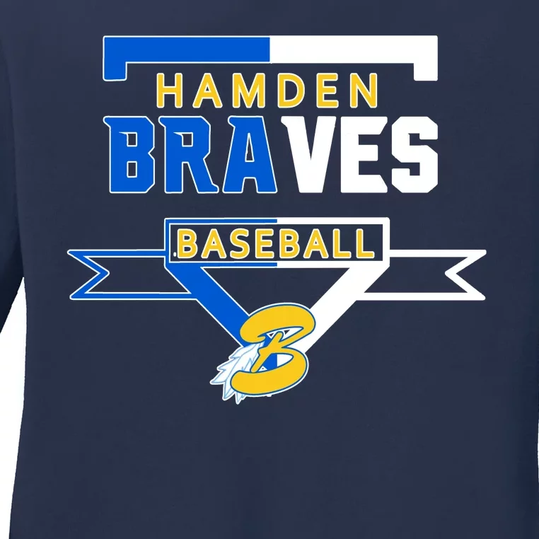 Hamden Braves Home Plate Baseball Fan Ladies Long Sleeve Shirt