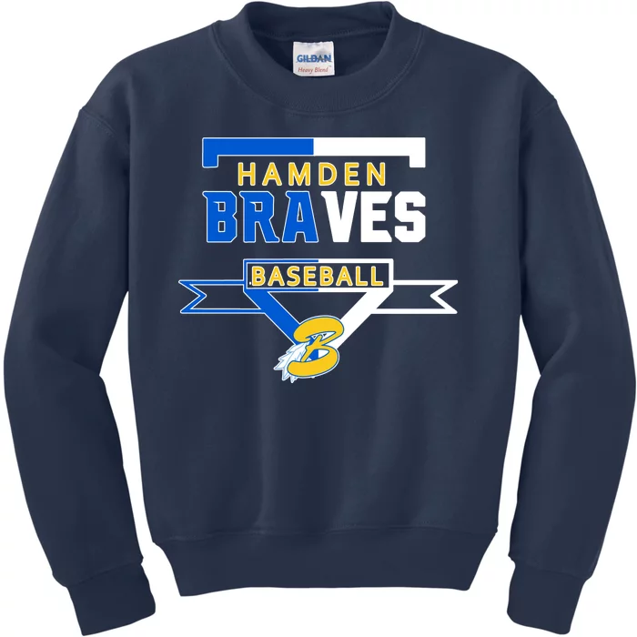 Hamden Braves Home Plate Baseball Fan Kids Sweatshirt