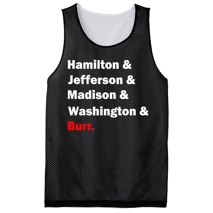 Hamilton & Jefferson & Madison & Washington & Burr. Mesh Reversible Basketball Jersey Tank