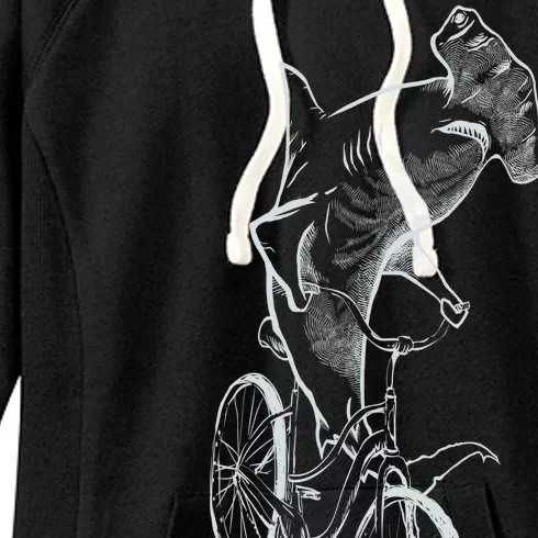 Hammerhead Shark Riding Bicycle Women's Fleece Hoodie