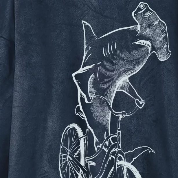 Hammerhead Shark Riding Bicycle Hooded Wearable Blanket