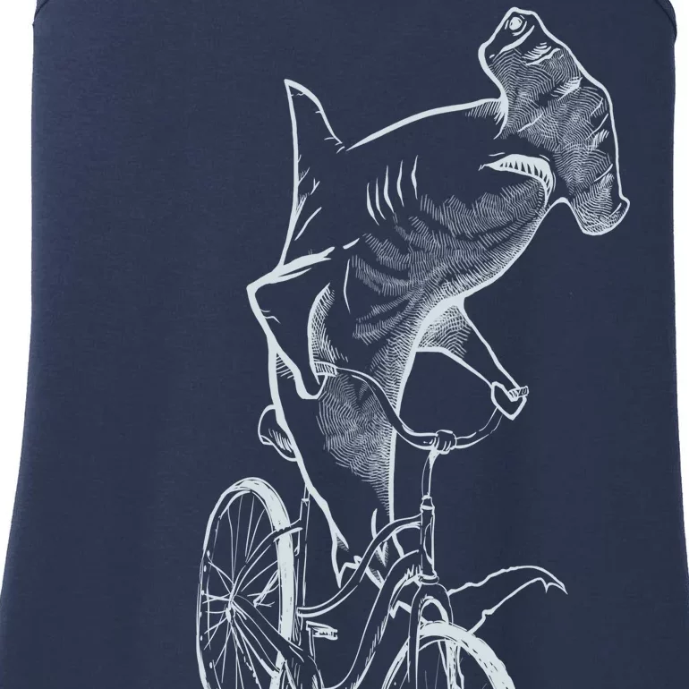 Hammerhead Shark Riding Bicycle Ladies Essential Tank