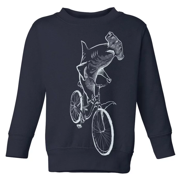 Hammerhead Shark Riding Bicycle Toddler Sweatshirt