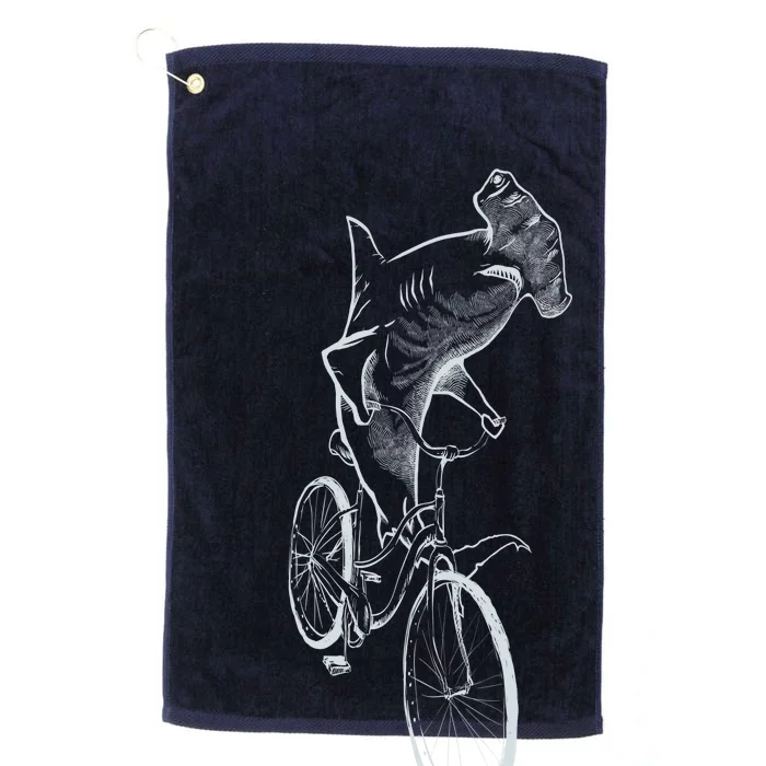 Hammerhead Shark Riding Bicycle Platinum Collection Golf Towel