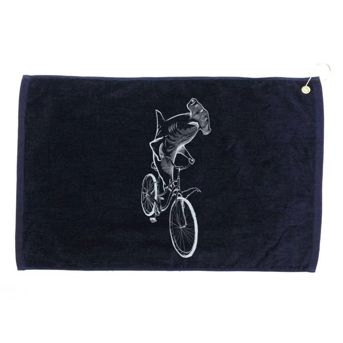 Hammerhead Shark Riding Bicycle Grommeted Golf Towel