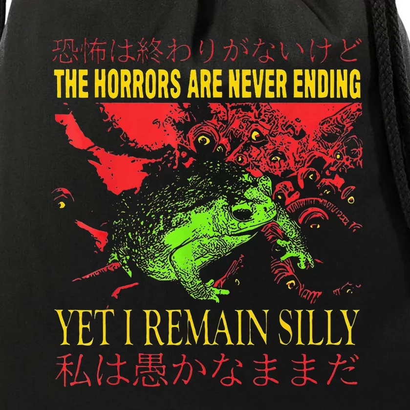 Horrors Are Never Ending Yet I Remain Silly Japanese Frog Drawstring Bag