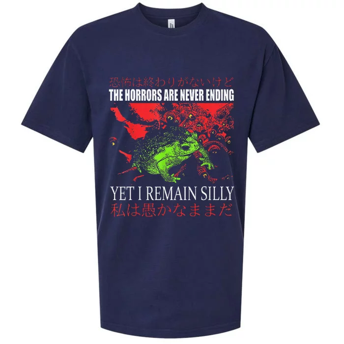 Horrors Are Never Ending Yet I Remain Silly Japanese Frog Sueded Cloud Jersey T-Shirt