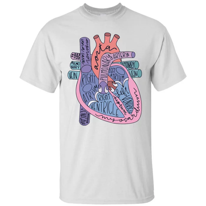 Heart Anatomy Nursing School Cardiologist Anatomical Heart Tall T-Shirt