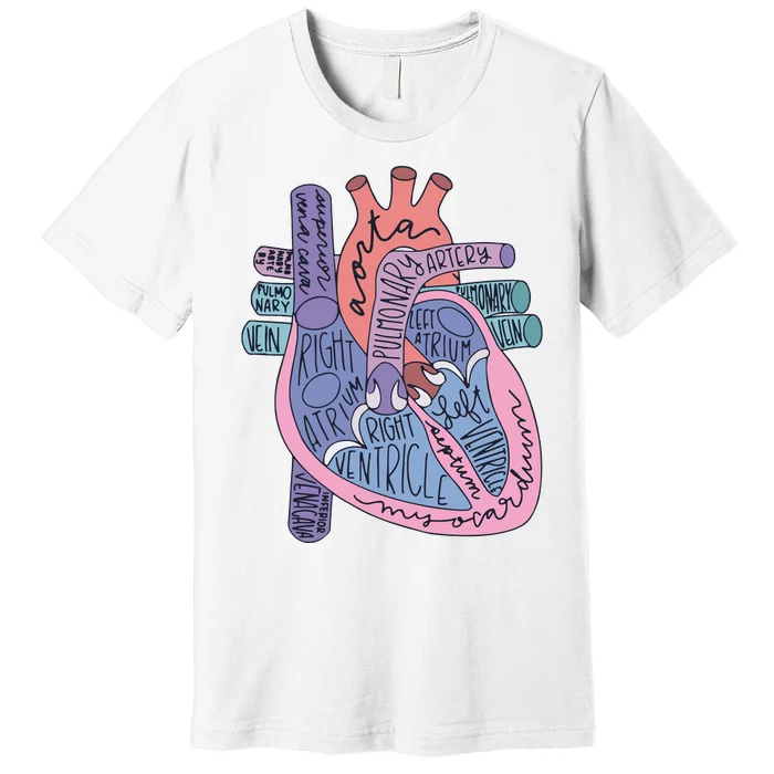 Heart Anatomy Nursing School Cardiologist Anatomical Heart Premium T-Shirt