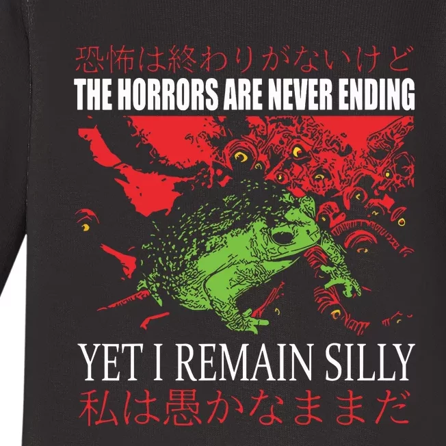 Horrors Are Never Ending Yet I Remain Silly Japanese Frog Baby Long Sleeve Bodysuit