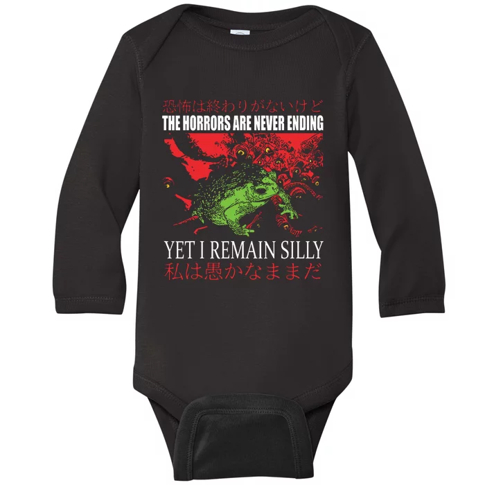 Horrors Are Never Ending Yet I Remain Silly Japanese Frog Baby Long Sleeve Bodysuit