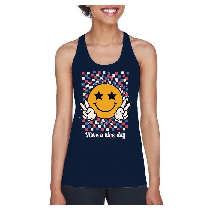 Have A Nice Day Smiley Face | 4th Of July Women's Racerback Tank