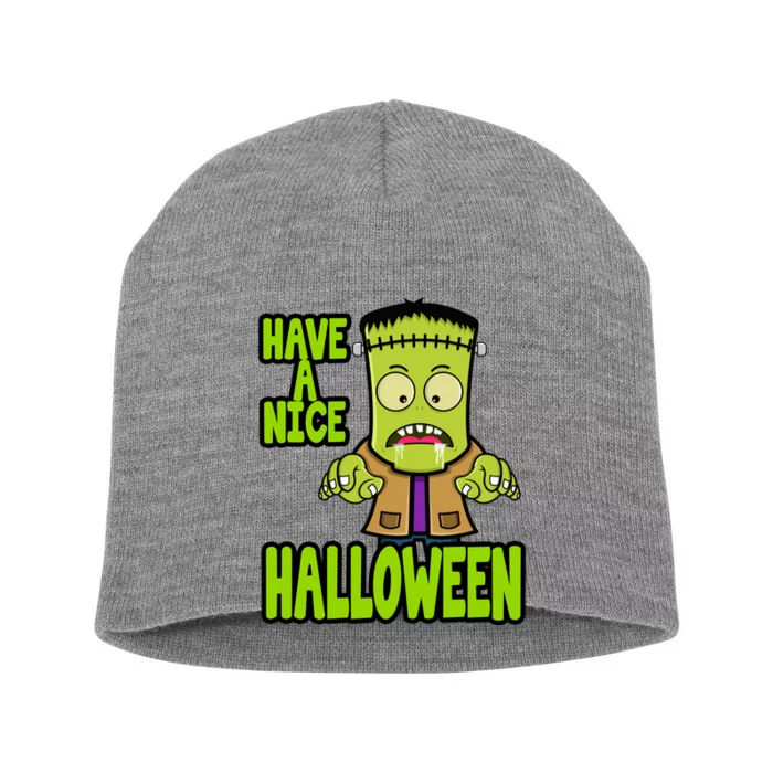 Have A Nice Halloween Frankenstein Monster Short Acrylic Beanie