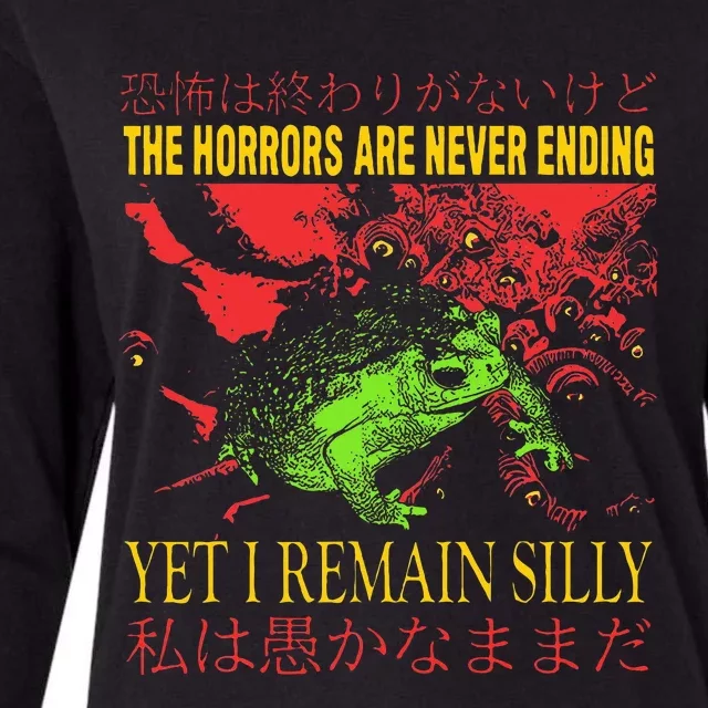 Horrors Are Never Ending Yet I Remain Silly Japanese Frog Womens Cotton Relaxed Long Sleeve T-Shirt