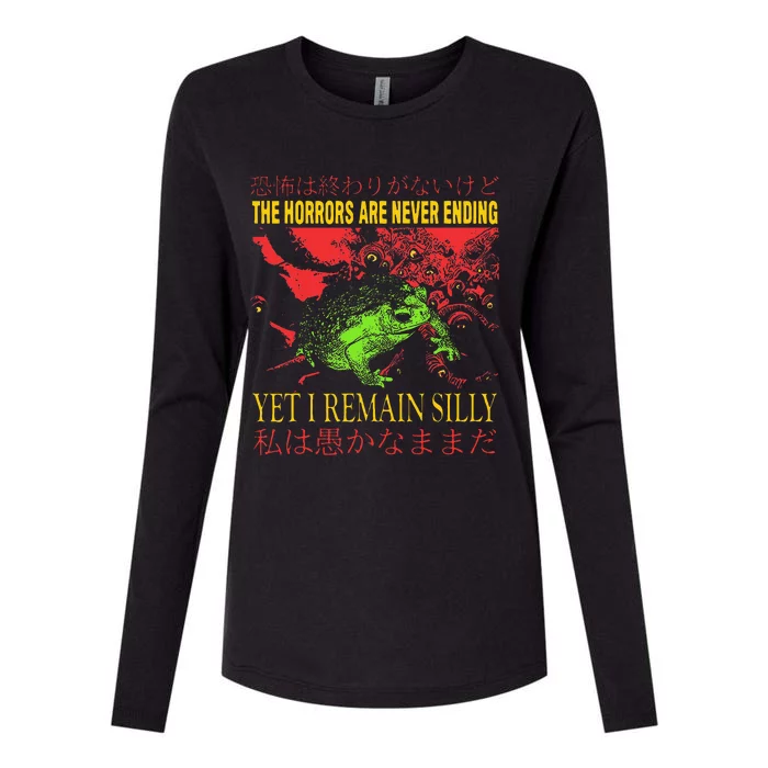 Horrors Are Never Ending Yet I Remain Silly Japanese Frog Womens Cotton Relaxed Long Sleeve T-Shirt