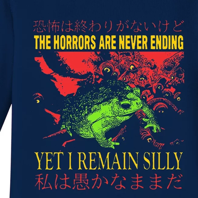 Horrors Are Never Ending Yet I Remain Silly Japanese Frog Baby Long Sleeve Bodysuit