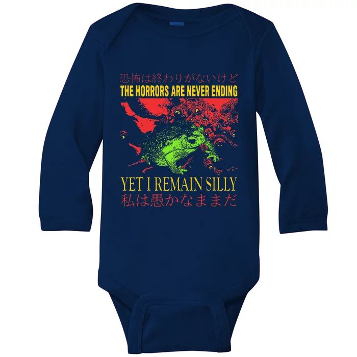 Horrors Are Never Ending Yet I Remain Silly Japanese Frog Baby Long Sleeve Bodysuit