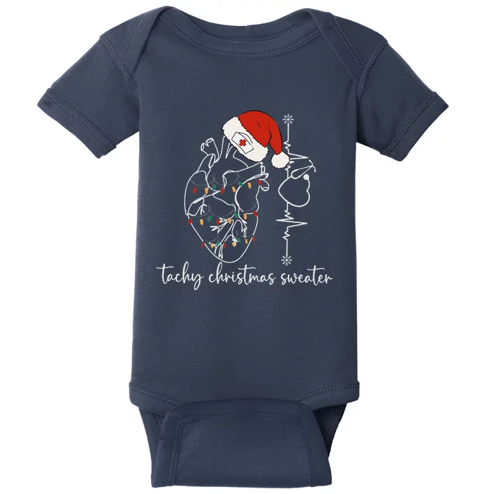 Heart Anatomy Nurse Christmas Cardiac Tachy Cvicu Icu Baby Bodysuit