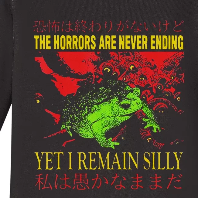 Horrors Are Never Ending Yet I Remain Silly Japanese Frog Baby Long Sleeve Bodysuit