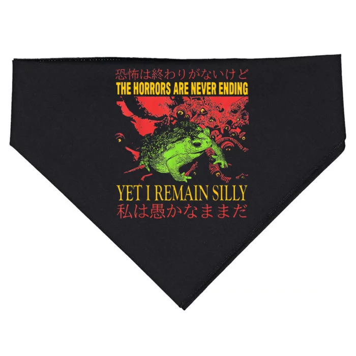 Horrors Are Never Ending Yet I Remain Silly Japanese Frog USA-Made Doggie Bandana