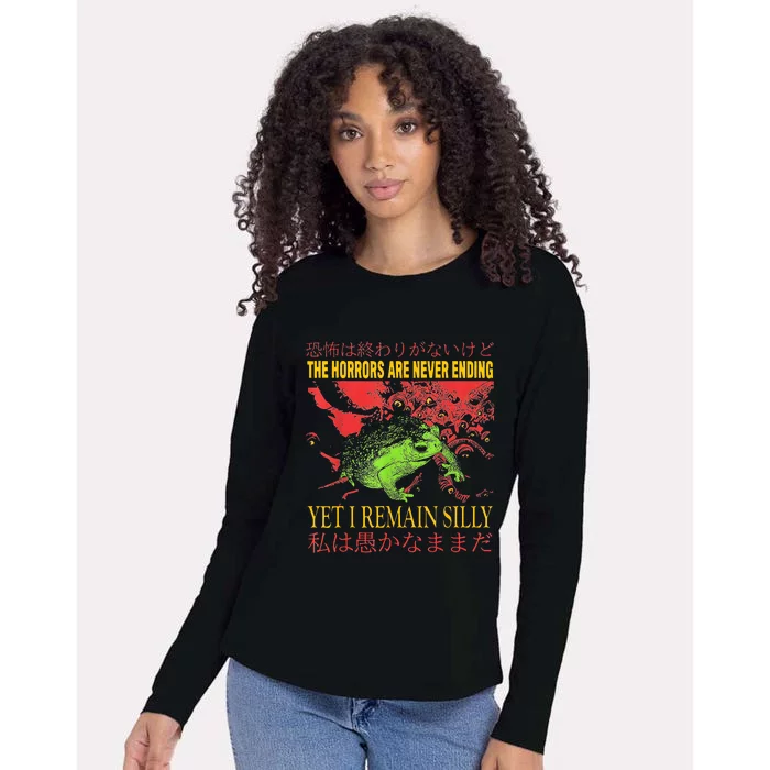 Horrors Are Never Ending Yet I Remain Silly Japanese Frog Womens Cotton Relaxed Long Sleeve T-Shirt