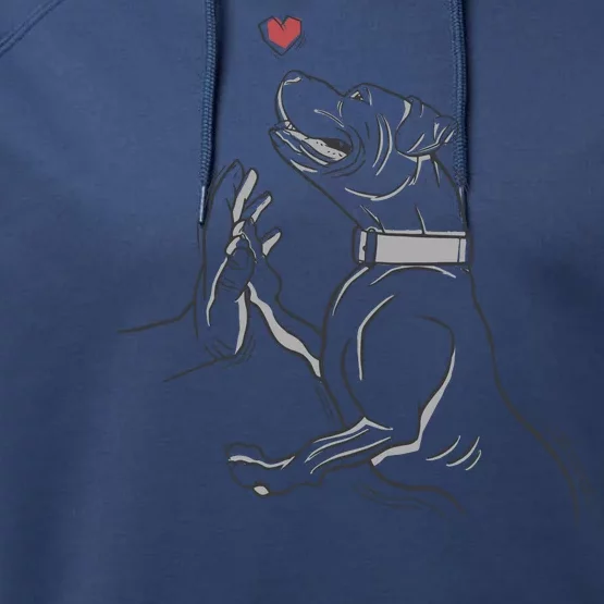 Hand Draw Pitbull Performance Fleece Hoodie