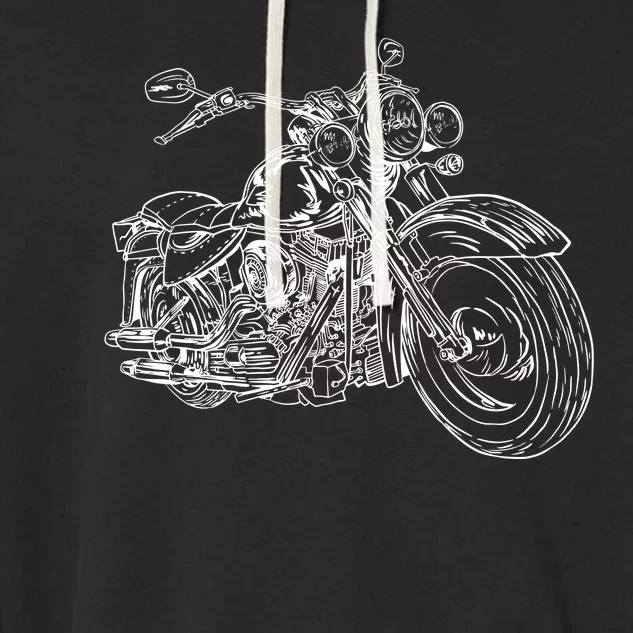 Hand Drawn Motorcycle Garment-Dyed Fleece Hoodie