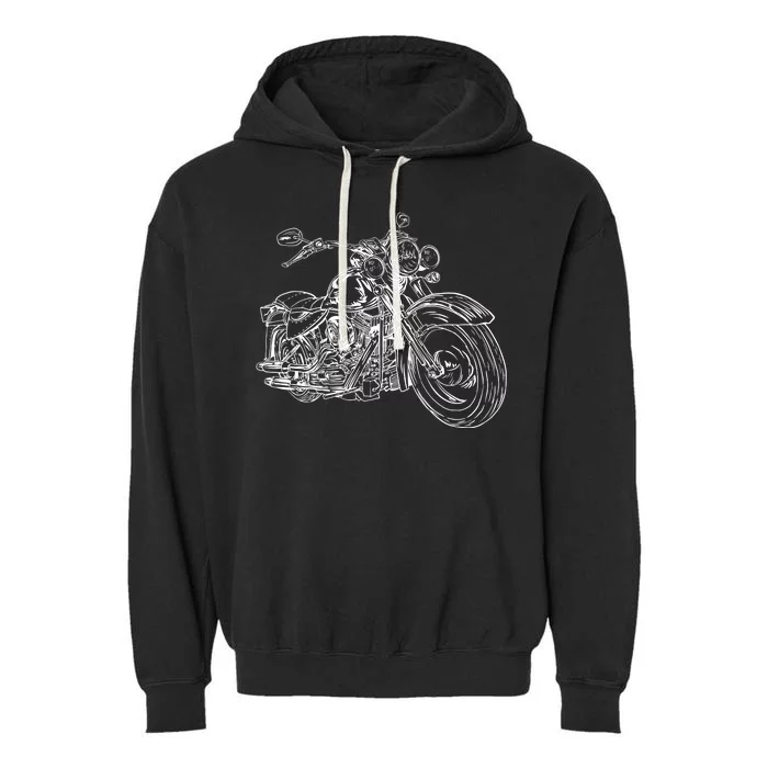 Hand Drawn Motorcycle Garment-Dyed Fleece Hoodie