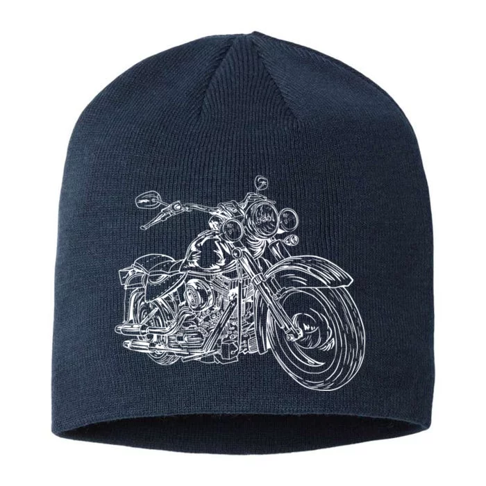 Hand Drawn Motorcycle 8 1/2in Sustainable Knit Beanie